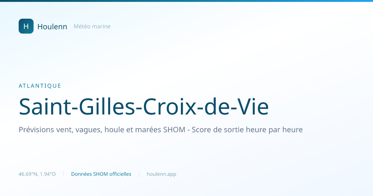 Météo marine Saint-Gilles-Croix-de-Vie - Prévisions & marées SHOM | Houlenn